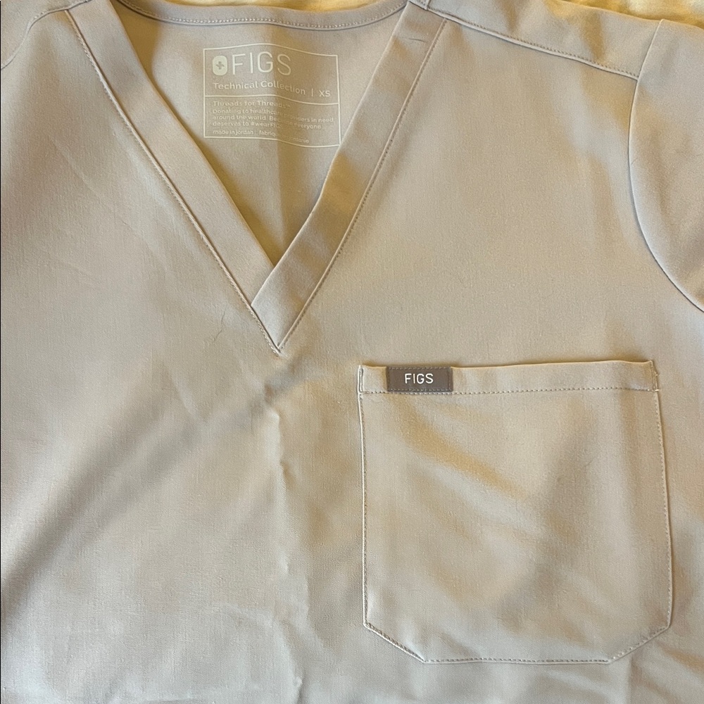 Figs Light Gray V-Neck Scrub Top